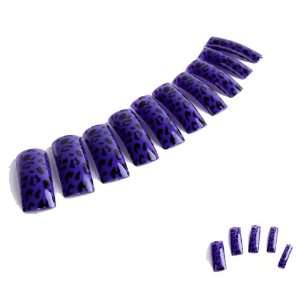   design Acrylic French False Nail Tips Cheetah Print Black&purple B0033
