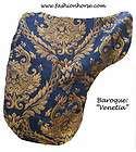    BLUE GOLD BROCADE DRESSAGE SADDLE COVER baroque horse barock