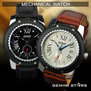   Automatic Mechanical Self winding Timepiece Watch Leather Band  