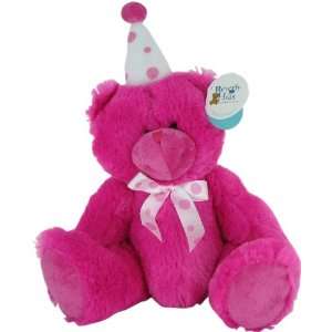   Hills Teddy Bear Co. Pink Birthday Bear w/ Party Hat: Toys & Games