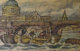   Edge Painting   River Thames   St. Pauls Cathedral   1812   Leather