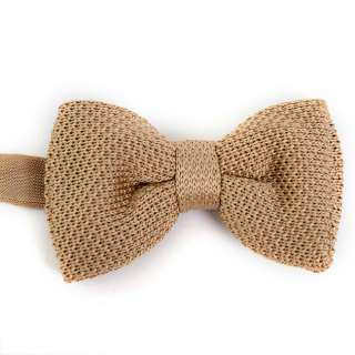   Mens Tuxedo double layered waffle knit Pre Tied Beige Bow Tie  