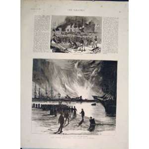    Fatal Explosion Fire Antwerp Holland Old Print 1889