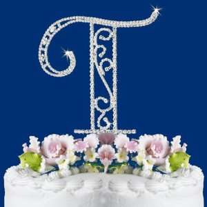   CRYSTAL WEDDING CAKE TOP MONOGRAM LARGE LETTER T: Everything Else