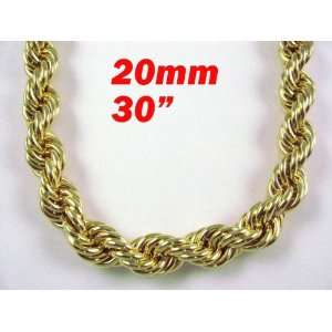    Hip Hop Gold Heavy Plated Fat Rope Chain 20mm RUN DMC: Jewelry