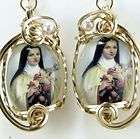 saint theresa cameo dangle earrings 14k rolled gold 