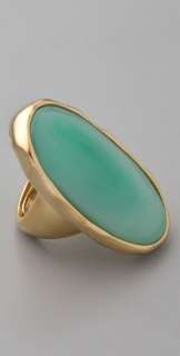 Kenneth Jay Lane Satin Gold Plated Jade colored Stone Adjustable 