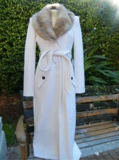 BEBE JACKET coat WOOL WHITE long Faux Fur Maxi 188988 S M  