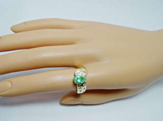 Fine Estate Emerald VS GH Diamond Ring 18K 6.4g Heavy Estate Jewelry 