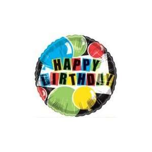  18 Happy Birthday Balloons on Black   Mylar Balloon Foil 