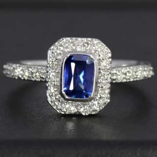   Gold Natural Top Blue Sapphire Diamond Ladies Engagement Ring  