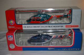 NFL RANGER BELL JET HELICOPTER BRONCO, DOLPHINS Die cast 1:43 scale 