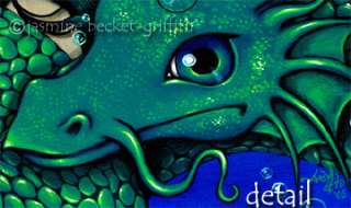 Mermaid & Her Sea Serpent big eye dragon art Jasmine Becket Griffith 