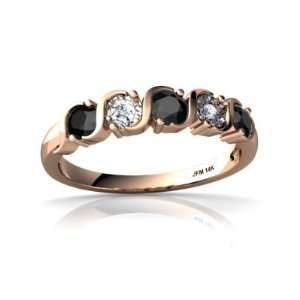  14k Rose Gold Round Genuine Black Onyx Ring Size 7 