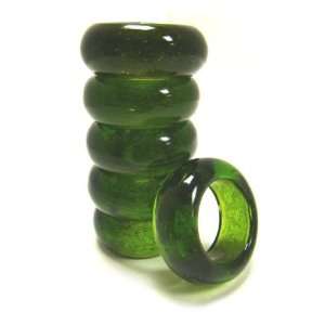  Green Glass Napkin Rings Set of 6: Kitchen & Dining