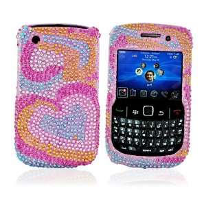  Blackberry Curve 8520 8530 Bling Case Heart +LCD Cover 