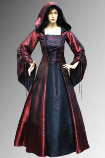 Medieval Demoiselle Dress No. 65, Burgundy and Black, Size M