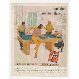    1963 7 Up Playing Billiards Pool Table Print Ad