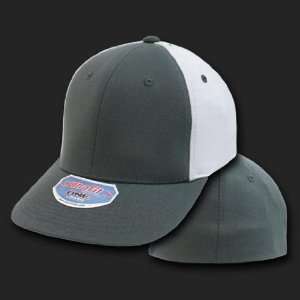   GREY WHITE BASEBALL FLEX FIT FITTED CAP HAT 