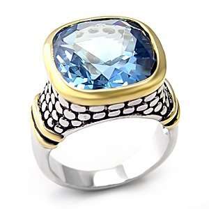 Precious Rings   Two Tone Designer London Blue Color Semi Precious 