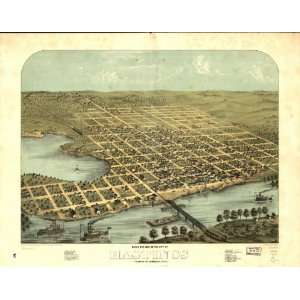  1867 birds eye map of city of Hastings, Dakota Co.