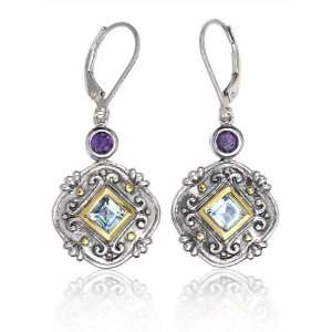 Athena Jewelry Sterling Silver and 14k Gold Sky Blue Topaz and African 