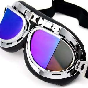 Fashion Split Angle Lenses Chrome Frame Tinted Reflective Blue Purple 