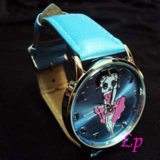 New Blue Betty boop girl quartz Belt Wrist Watch  
