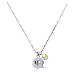qt   Cutie   Text Chat Charm Necklace with AB Swarovski Crystal Drop 