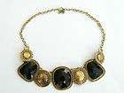 Stylish Vintage Antique Bronze & Black Wide Choker Neck