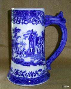 Victoria Ware Ironstne Oversize Tankard Blue & White 8  