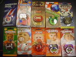 Billy Bob Funny Pacifier Collection 10 Styles Teeth Flag Devil New 