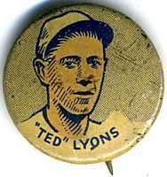 1930 Ted Lyons Cracker Jack Pin   White Sox Vintage  
