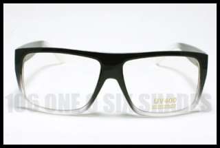 NERD Geek Wayfarer Thick Frame Clear Lens Glasses BLACK 2 Tone