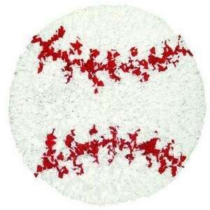   America Kids Shaggy Raggy Baseball 02251 White/red 3X3 Round Area Rug