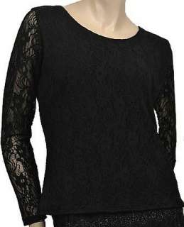 New Kleids Long Lace Top L/S Womens Shirts Black Size L / XL  