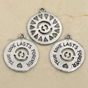  TRUE LOVE LASTS FOREVER Pewter Coin Charm Lot of 3: Home 