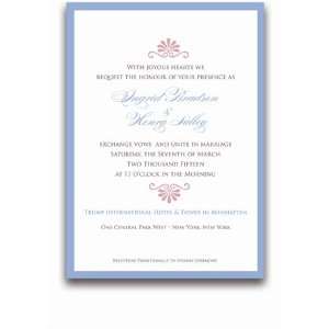  145 Rectangular Wedding Invitations   Greek Ornament Blue 