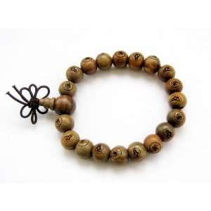   Tibetan Buddhist Green Sandalwood Beads Prayer Mala Bracelet: Jewelry