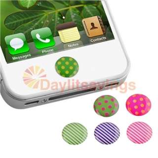 Dots Home Button Sticker+Clear Blue TPU Flower Case for iPod Touch 4 