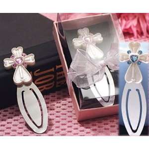  White Cross Bookmark Favor with Crystal Accents Health 