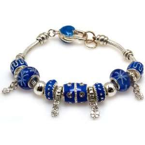 Royal Diamond Blue Heart I Love You Designer Charm Bracelet with 