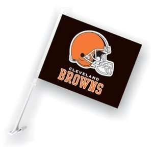 NIB Cleveland Browns NFL 2 Car Flags & Wall Brackets:  
