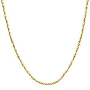  14k Two Tone Gold 1.2mm Bead and Bar Chain Necklace, 18 Jewelry