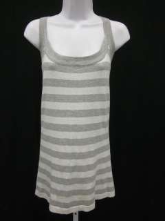 SMITTEN Gray Stripe Embellished Sleeveless Blouse Sz M  