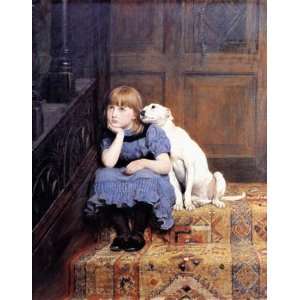  SYMPATHY BY BRITON RIVIERE GIRL DOG PRINT REPRODUCTION ON 