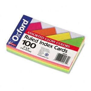  Ruled Index Cards in Assorted Colors   3 x 5, Glow Green 