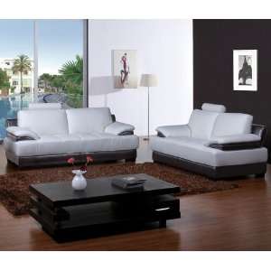  White with Brown Base Leather Sofa Set