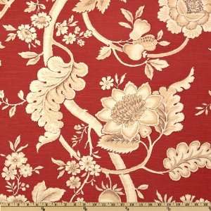  54 Wide Jay Yang Bengal Linen Blend Floral Coral Fabric 