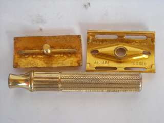 Vintage 1940s Gillette Gold Safety Razor With Case  
